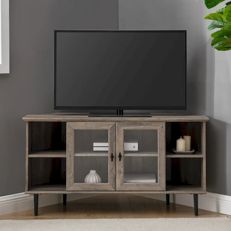 Meuble TV d'angle en verre de 122 cm