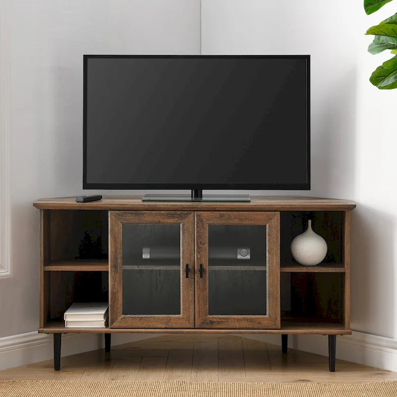 Meuble TV d'angle en verre de 122 cm