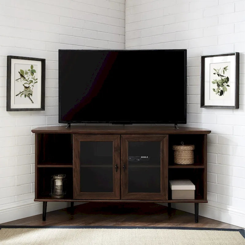 Meuble TV d'angle en verre de 122 cm