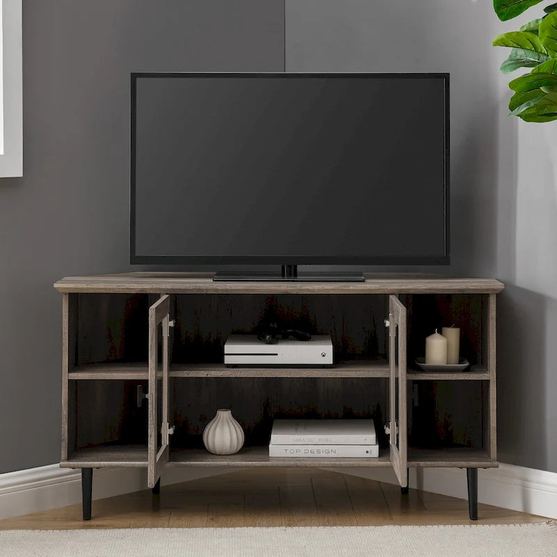 Meuble TV d'angle en verre de 122 cm