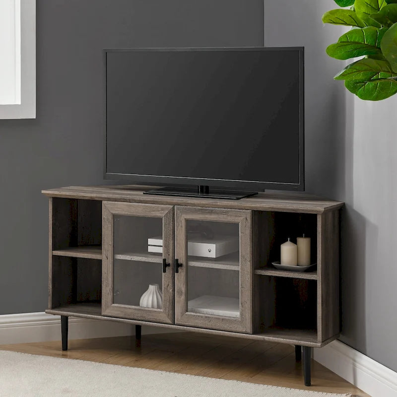 Meuble TV d'angle en verre de 122 cm
