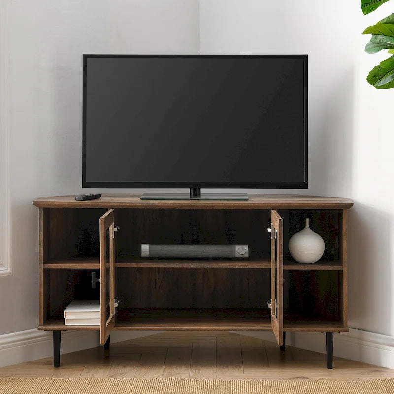 Meuble TV d'angle en verre de 122 cm
