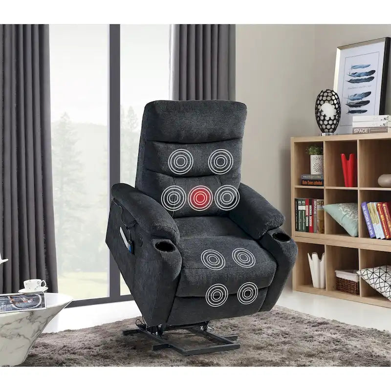 Fauteuil inclinable releveur électrique Liyasi avec massage, chaleur et fonctions pratiques