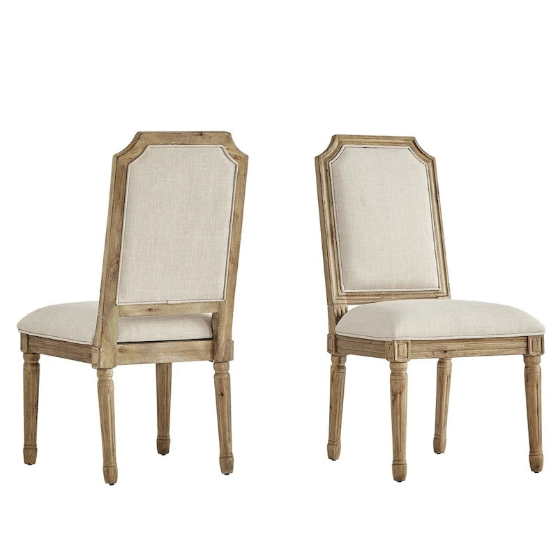 Chaises de salle à manger en lin et bois, dossier arqué