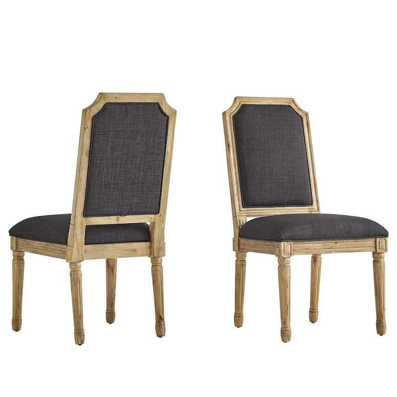 Chaises de salle à manger en lin et bois, dossier arqué
