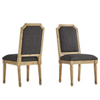 Chaises de salle à manger en lin et bois, dossier arqué
