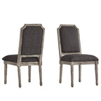 Chaises de salle à manger en lin et bois, dossier arqué