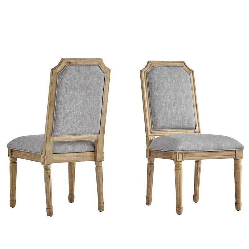 Chaises de salle à manger en lin et bois, dossier arqué