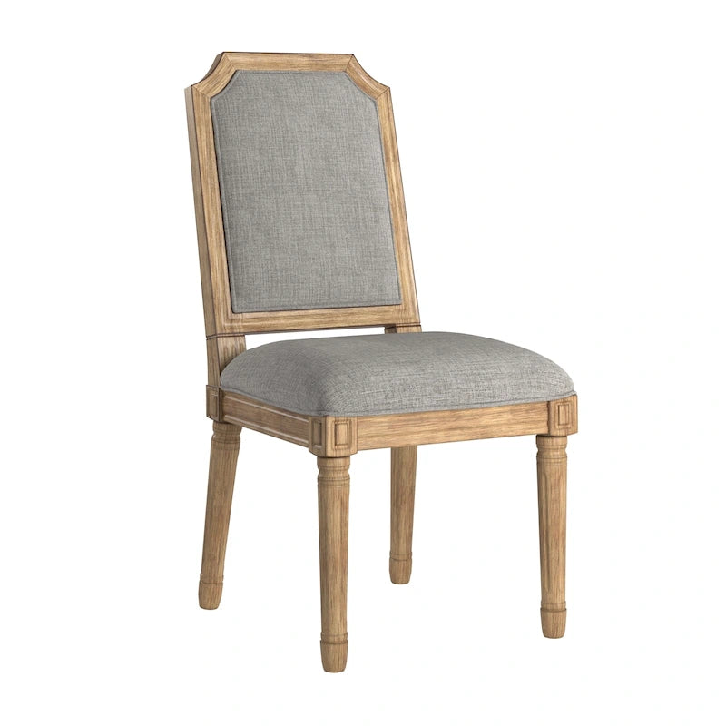 Chaises de salle à manger en lin et bois, dossier arqué