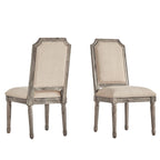 Chaises de salle à manger en lin et bois, dossier arqué