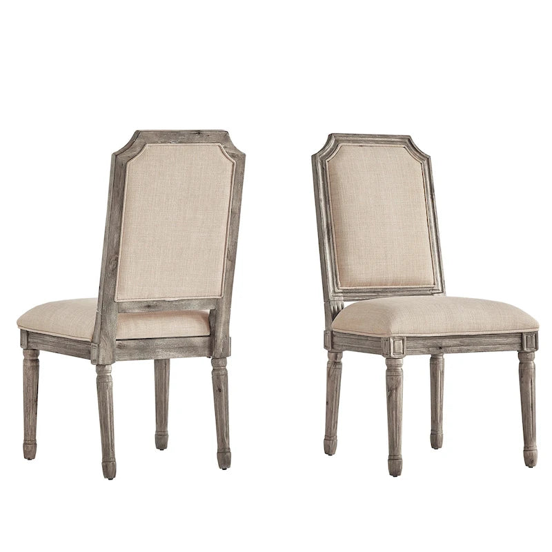 Chaises de salle à manger en lin et bois, dossier arqué