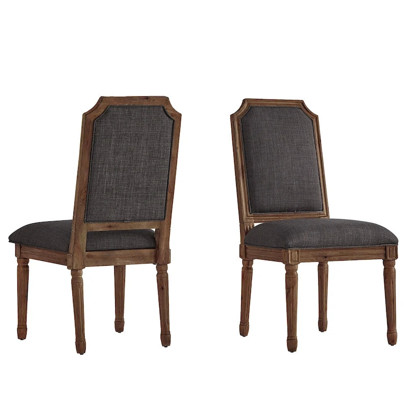 Chaises de salle à manger en lin et bois, dossier arqué