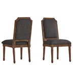 Chaises de salle à manger en lin et bois, dossier arqué