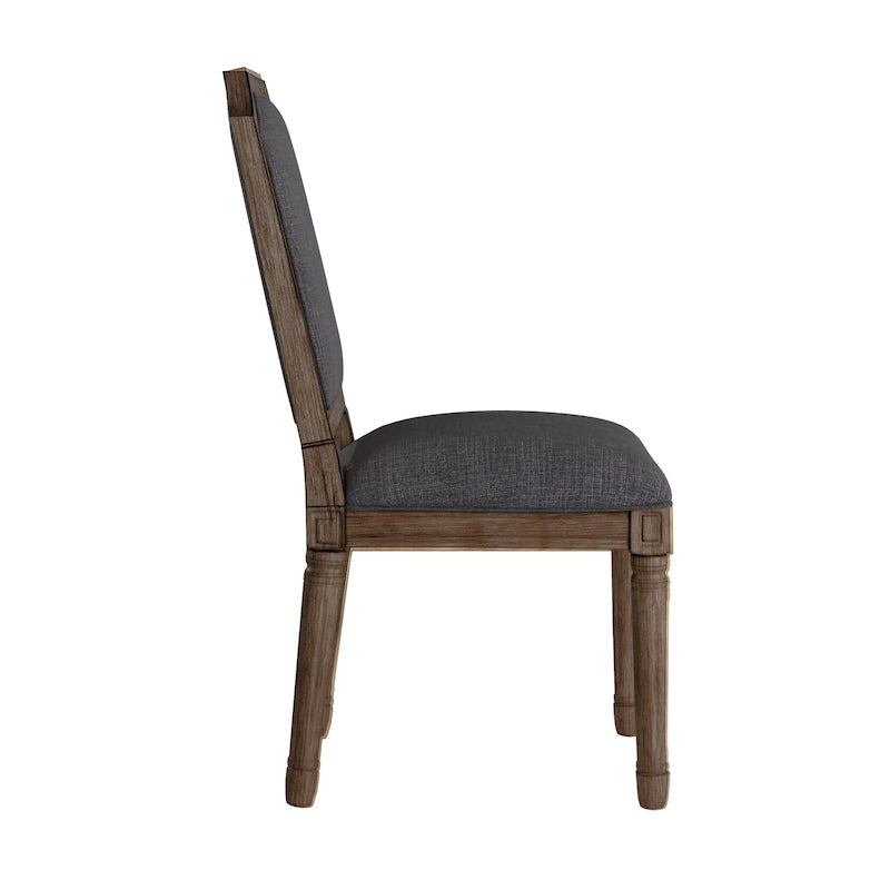 Chaises de salle à manger en lin et bois, dossier arqué