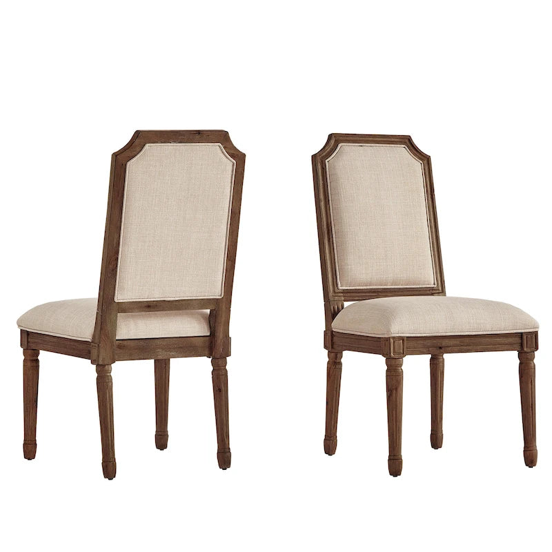Chaises de salle à manger en lin et bois, dossier arqué