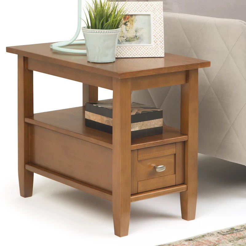 Table d'appoint en bois massif de 14 pouces de large