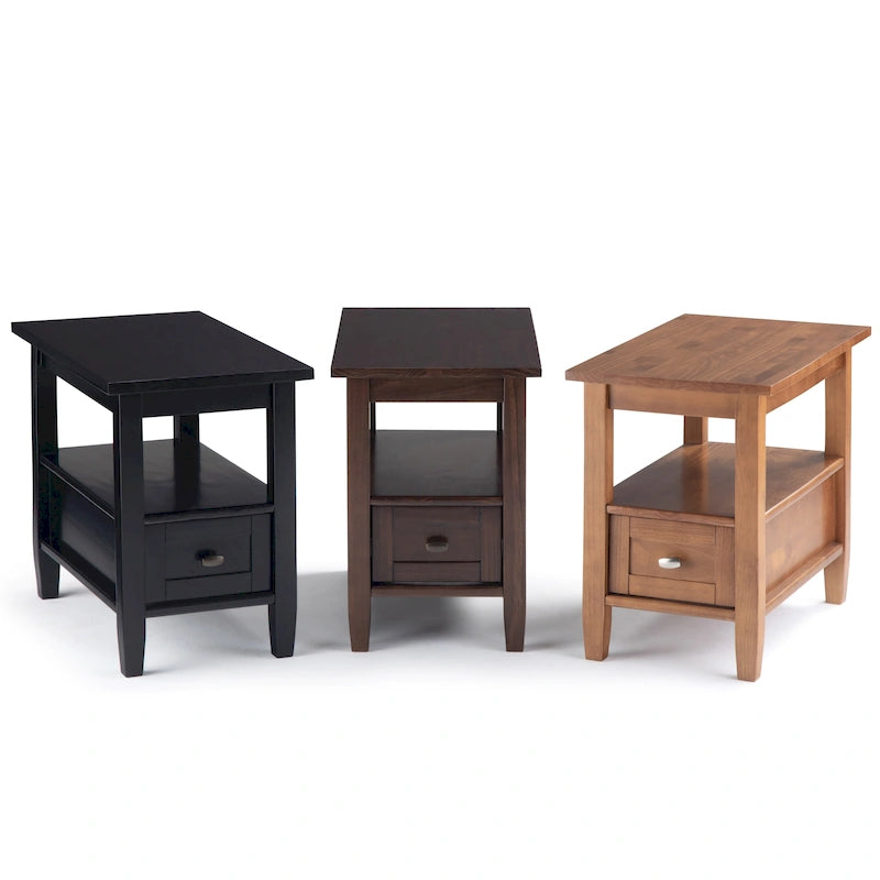 Table d'appoint en bois massif de 14 pouces de large