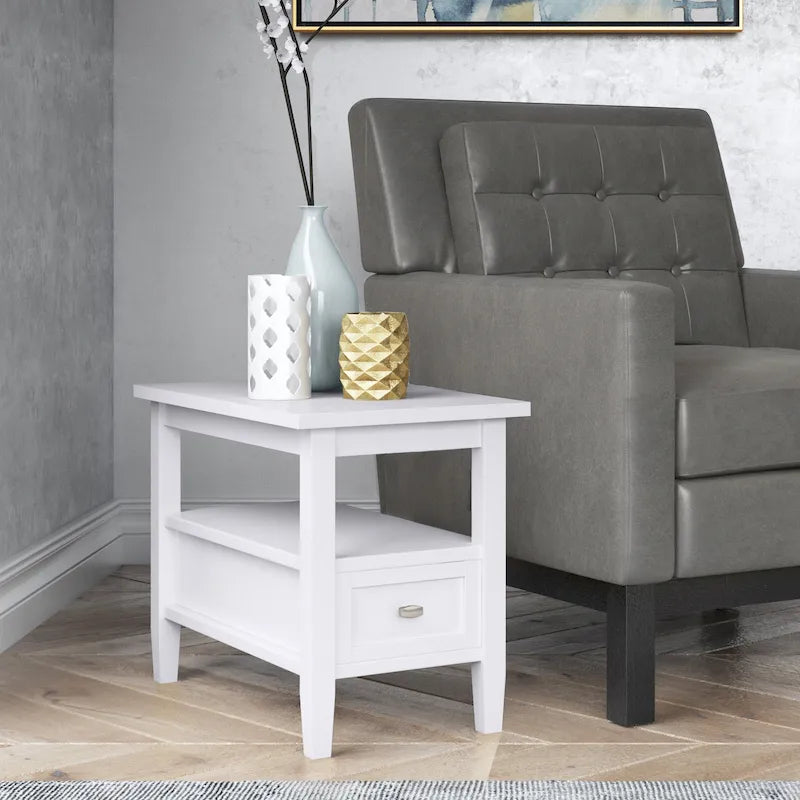 Table d'appoint en bois massif de 14 pouces de large