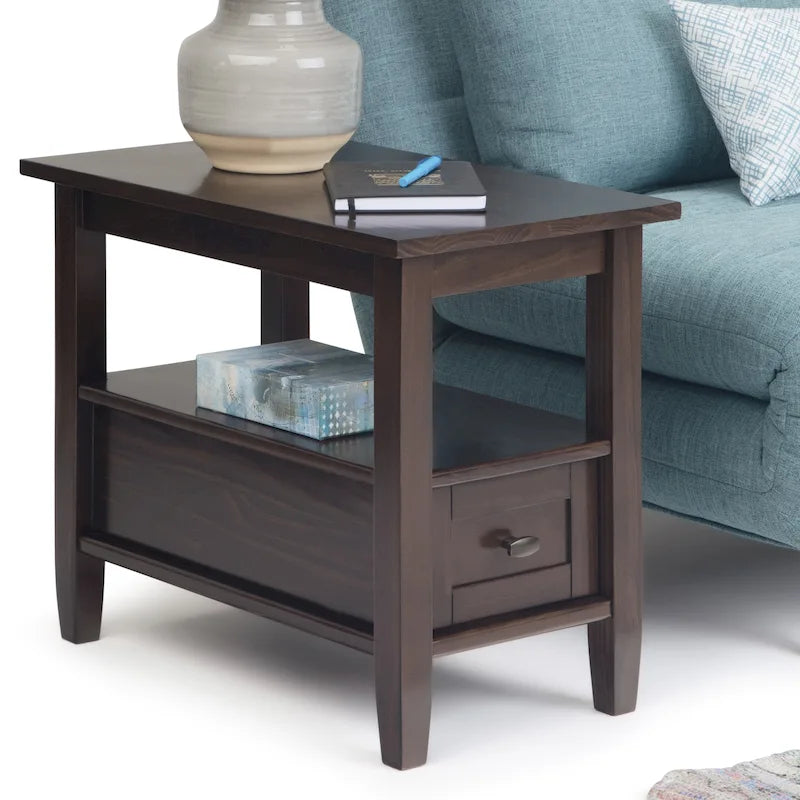 Table d'appoint en bois massif de 14 pouces de large