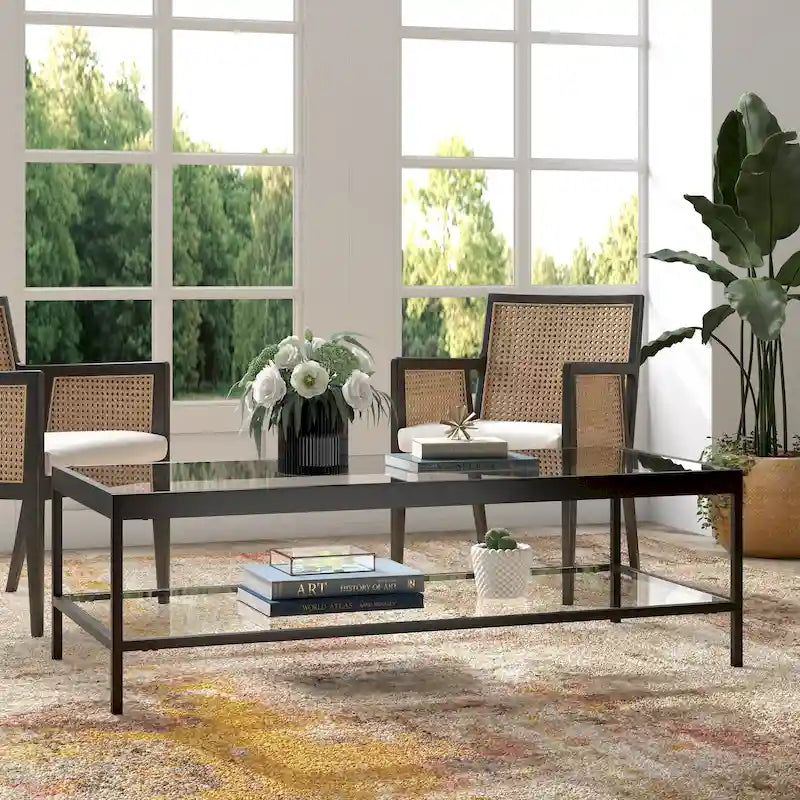 Table basse en métal et verre