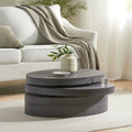 Table basse ovale en bois pivotante