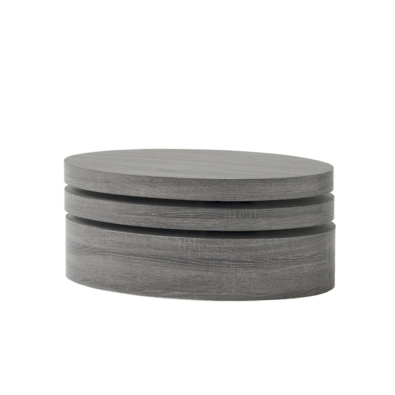 Table basse ovale en bois pivotante