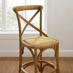 Tabouret de comptoir rustique à dossier croisé