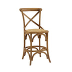 Tabouret de comptoir rustique à dossier croisé