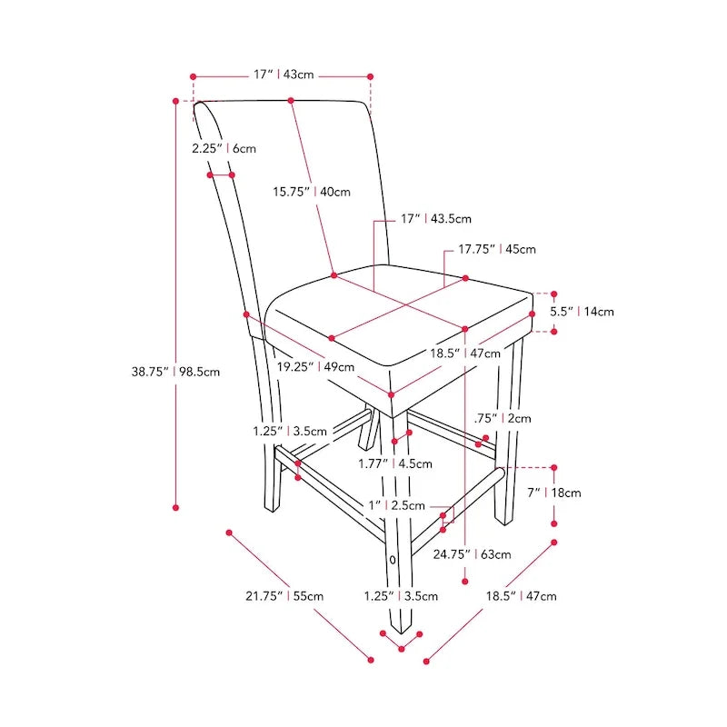 Tabouret de bar rembourré hauteur comptoir 63,5 cm