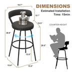 Tabourets de bar industriels pivotants en métal hauteur comptoir