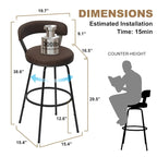 Tabourets de bar industriels pivotants en métal hauteur comptoir