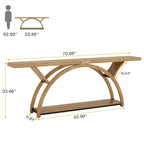 Console étroite et longue avec structure en demi-lune