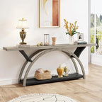 Console étroite et longue avec structure en demi-lune