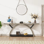 Console étroite et longue avec structure en demi-lune