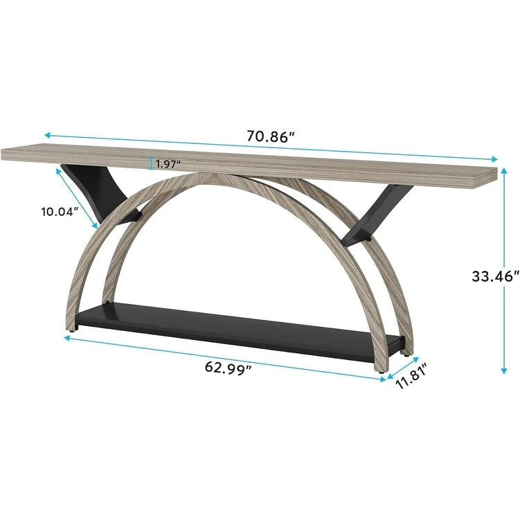 Console étroite et longue avec structure en demi-lune
