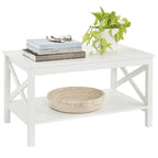Table basse à deux niveaux avec étagère et structure en X