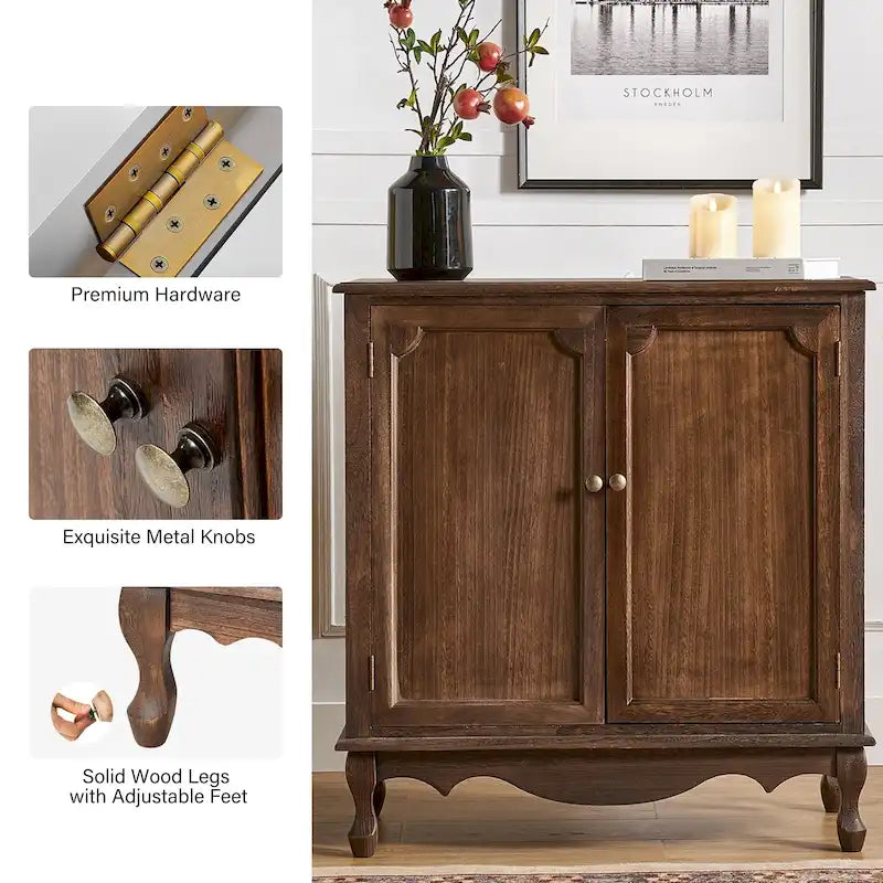 Meuble d'appoint de style rustique à 2 portes de 86 cm de haut