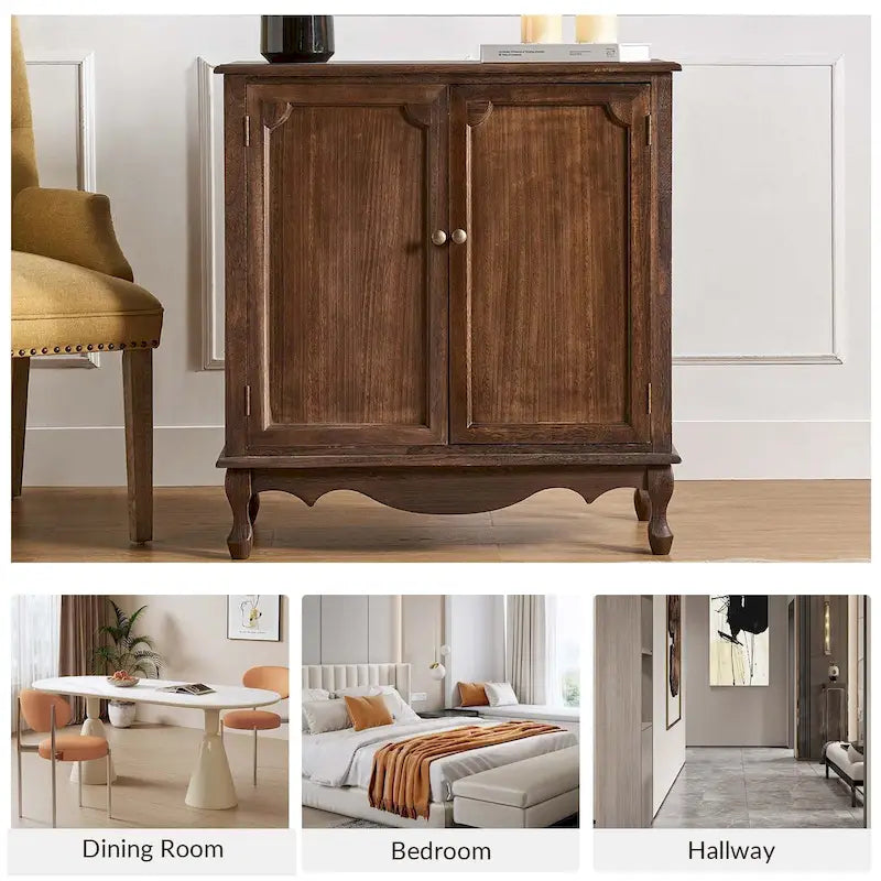 Meuble d'appoint de style rustique à 2 portes de 86 cm de haut