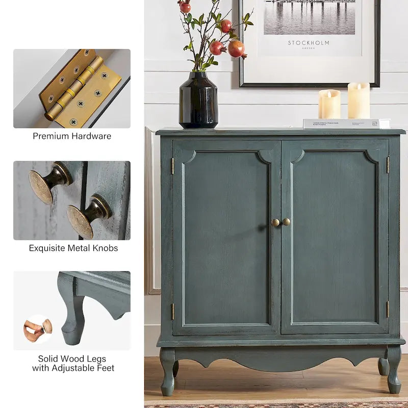 Meuble d'appoint de style rustique à 2 portes de 86 cm de haut