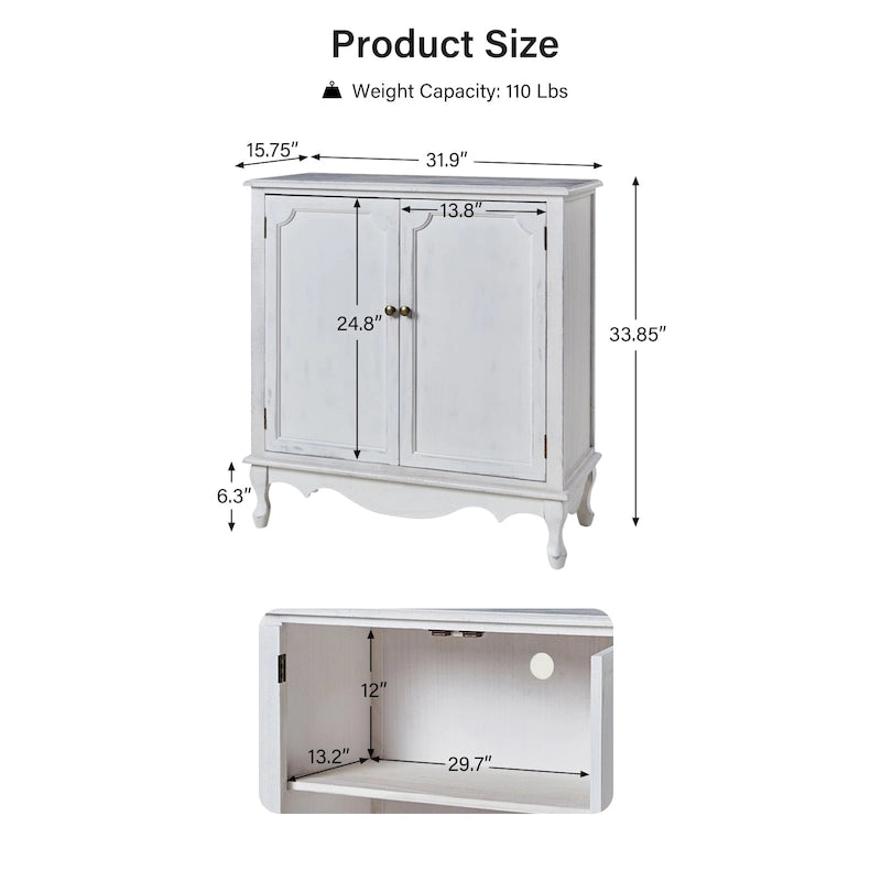 Meuble d'appoint de style rustique à 2 portes de 86 cm de haut