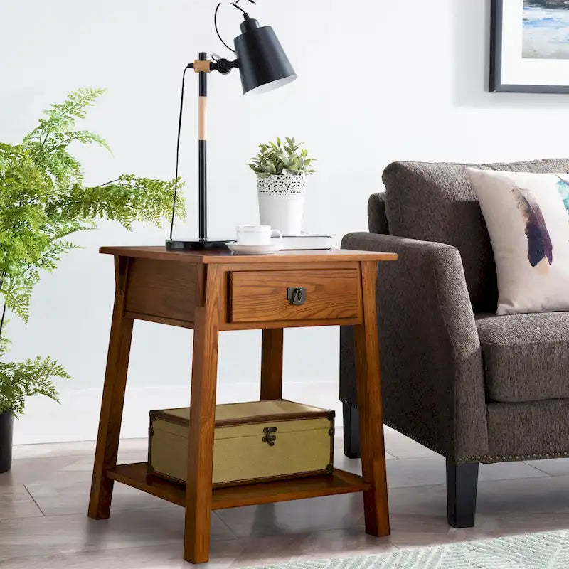 Table d'appoint Mission en bois massif avec tiroir