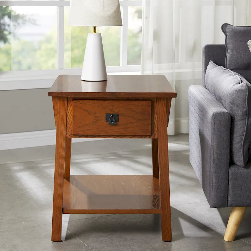 Table d'appoint Mission en bois massif avec tiroir
