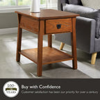 Table d'appoint Mission en bois massif avec tiroir