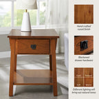 Table d'appoint Mission en bois massif avec tiroir