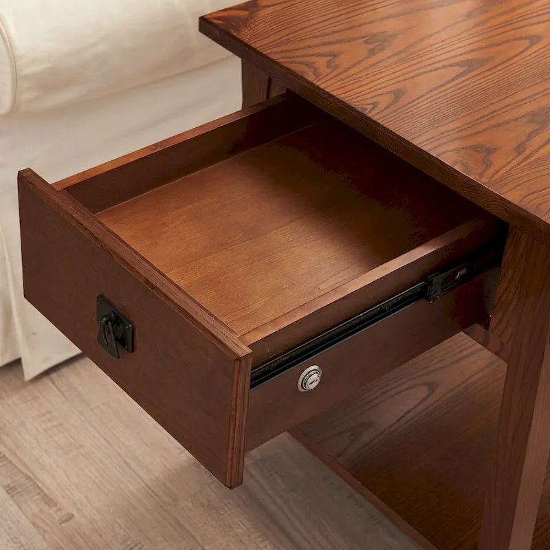 Table d'appoint Mission en bois massif avec tiroir