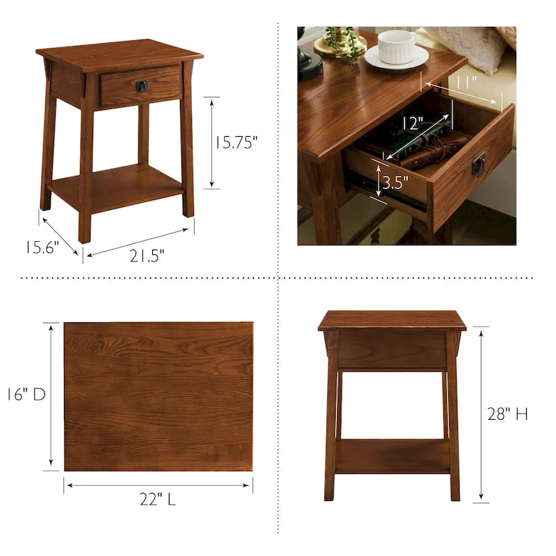 Table d'appoint Mission en bois massif avec tiroir