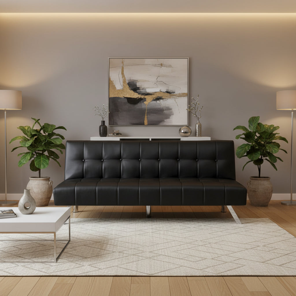 Futon avec pieds en acier inoxydable