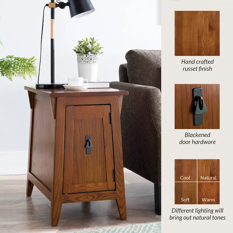 Table d'appoint de style Mission en bois massif traditionnel