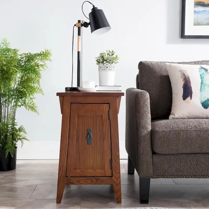 Table d'appoint de style Mission en bois massif traditionnel