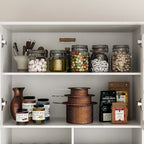 79Armoire de Rangement de Cuisine avec Portes Vitrées, Buffet Laqué